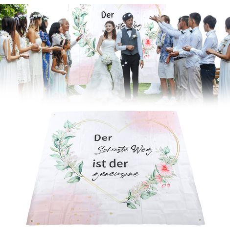 Bannière de mariage moderne de style bohème en forme de cœur, 193 x 178 cm, pour mariages, fiançailles et fêtes (sans boîte cadeau) (1/5)