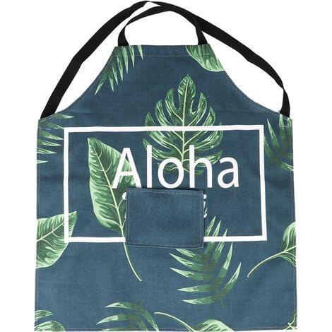 Tablier Coton Lin Motif Feuilles Vert Résistant Salissures Design Parent-Enfant Confortable Respirant Lavable Machine (1/5)