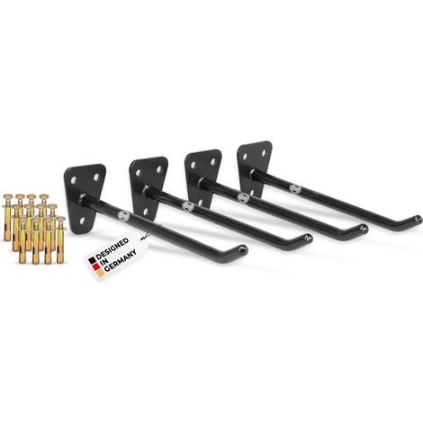 HEYNER® Reifenhalter Wandhalterung Felgenhalterset 4 teilig inkl. 12 M8 Expansionsschrauben (3x4) Reifen Wandhalterung Autoreifen Felgen Lagerung