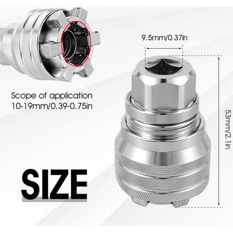 Universeller verstellbarer Steckschlüssel mit Adapter, 10–19 mm (3/8" bis 3/4") Ratschenschlüssel, verbesserte verstellbare Stecknusshülse für 1/4"-Ratschen-Drehmomentschlüssel (1/5)