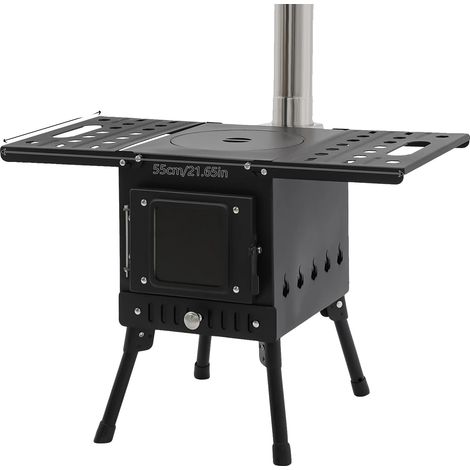 Poêle à bois, design compact, cuisson multi-usages, Noir (1/2)