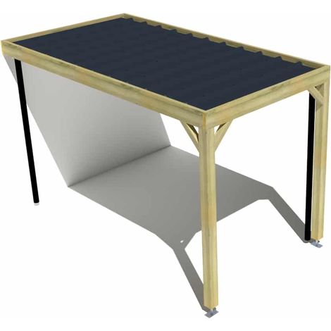 Carport bois • 2m x 4m • adossée • sens profondeur • livraison comprise (1/3)