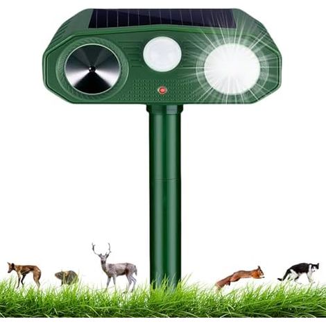 Répulsif Chat Ultrason, 3 Modes Repulsif Solaire & et USB Animaux, IP54 Étanche Exterieur avec Détecteur Flash pour Chats Chiens Souris Ratons Animaux de Jardin - (1/5)
