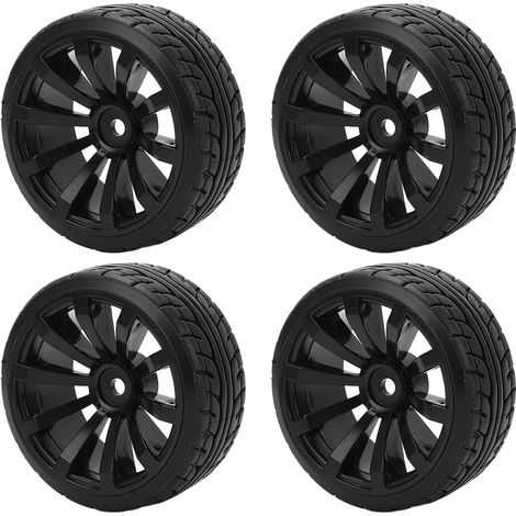 Pneu drift 1/10 RC 4 pièces, roues caoutchouc noir pour Tamiya TT02, pneus durs pour voiture dérapage sur route, set complet jantes et pneus, dérive (1/5)