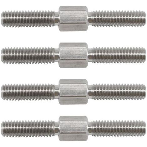 Lot de 4 goujons hexagonaux filetés à double extrémité M12 x 100 mm avec filetage à droite et à gauche en acier inoxydable 304 de longueur égale (1/4)