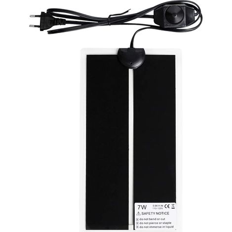 Tapis Chauffant pour Terrarium, 15 X 28CM Tapis Chauffant, Tapis Chauffant Terrarium, Tapis Chauffant pour Reptile, température réglable (0-35 degrés) Fiche européenne (7W, 220V-240V) (1/5)