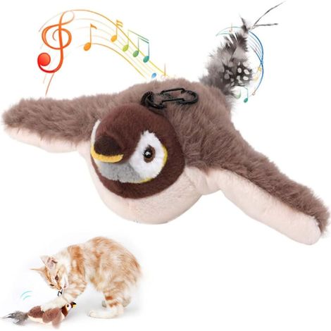 Jouet interactif en peluche pour chat : Oiseau réaliste rechargeable via USB-DOU