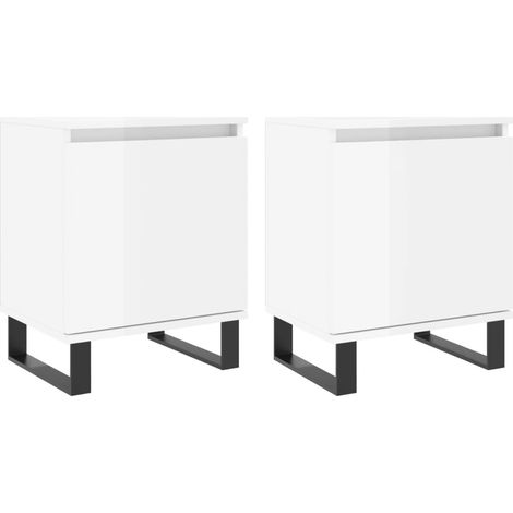 Maison Exclusive - Comodini 2 pz Bianco Lucido 40x30x50 cm in Legno Multistrato