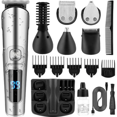 Tondeuse à cheveux multifonctionnelle pour hommes - Tondeuse visage et barbe, tondeuse électrique, étanche (1/4)