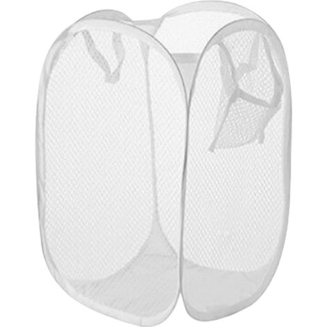2er-Pack hängender Wäschekorb, faltbarer Schmutzwäschesack, faltbare Wäschekörbe aus Netzgewebe, Wäschesammler, zusammenklappbarer Wäschekorb für Schrank, Wohnheim, Schlafzimmer, Badezimmer (weiß) (1/4)