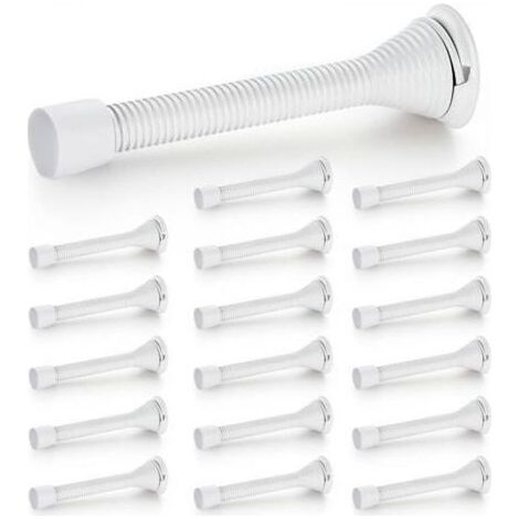 Butées de porte, lot de 18, Blanc, à ressort, avec butée en caoutchouc, pour le bas de la porte (1/5)