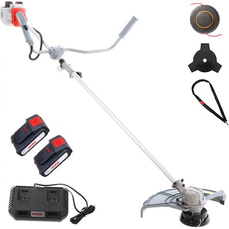 Débroussailleuse à batterie 40V – Moteur Brushless – 2 batteries 2.0Ah – Largeur de coupe 34 cm – Lame 3 dents 25,5 cm – Ikra (1/5)