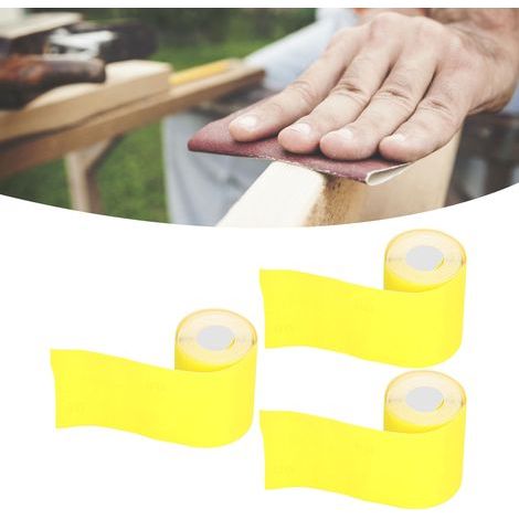 Rollo de papel de lija de grano 80, 3 piezas para lijar y pulir madera, papel abrasivo de óxido de aluminio amarillo (1/5)