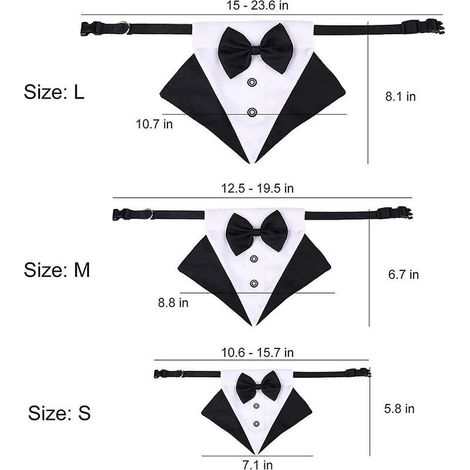 Bandana formale da smoking per cani, bandana da matrimonio per cani, collare per cani, papillon regolabile, piccola (1/3)