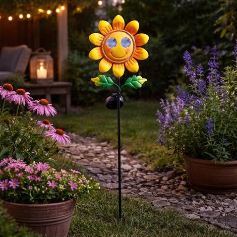 Sunflower Solar Garden Stake Light – Blinking LED Outdoor Solar Light, Waterproof Decorative Light for Pathways, Lawn & Garden