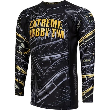 Langärmliges Rashguard-Shirt für Kinder, Modell Bone Crusher 140, schwarz