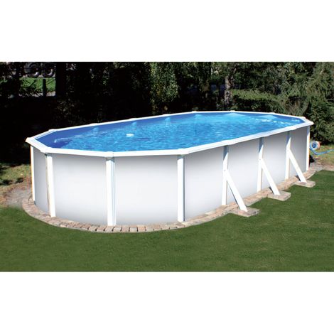 Stahlwandpool ovalform Classic 535x300x120 cm, Stahl 0,4 mm weiß, Folie 0,3 mm blau, overlap