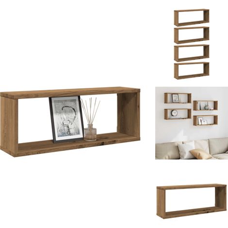 Étagères cube murales 4 pcs chêne artisanal 60x15x23 cm - Étagère Murale Cube - Étagères Murales Cube - Stockage En Forme De Cube - Étagère En Forme De Cube (1/5)