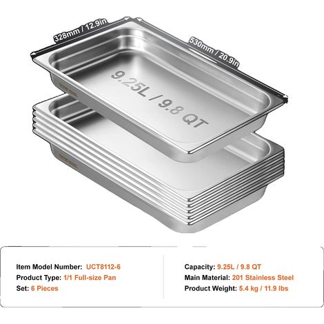 Bains-marie, Taille Complète, Design Anti-Blocage, 6pcs 2.5inches (1/2)