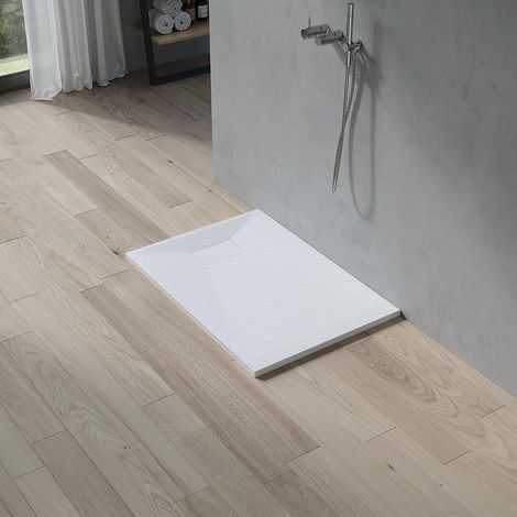 AQUABATOS SMC Duschwannen für badezimmer antirutsch, schieferoptik duschtasse rechteckig, modern-design brausewanne weiße extra-flach 100x70cm