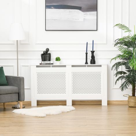 Blanc 151,5x19x82 cm - Couvre-radiateur en MDF Couvre-radiateur doté de lattes pour salon Couloir de chambre