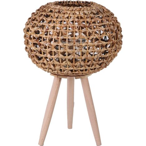Lanterne ronde ethnique en rotin sur pied NATURAL LIVING (1/2)