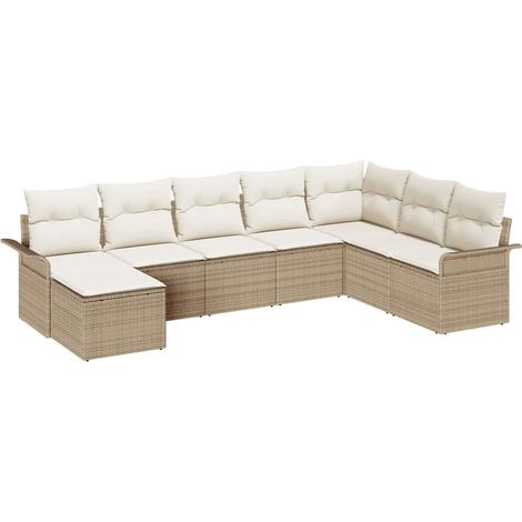 Maison Exclusive - Set Divano da Giardino con cuscino 8 pcs Beige polyrattan