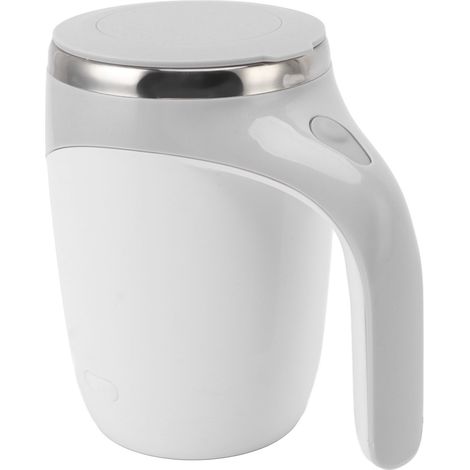 Tasse à café auto-agitation magnétique sans fil, gobelet mélangeur électrique avec revêtement intérieur en acier inoxydable, blanc (1/5)