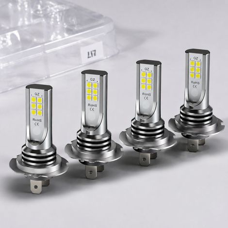 Ampoules LED H7 Blanche 6000K 4800LM 55W Étanche IP67 pour Phares Anti-brouillard - Lot de 4 (1/5)