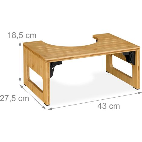 Taburete plegable ergonómico para baño uso fácil 35 x 30 x 20 cm de bambú natural 130016376
