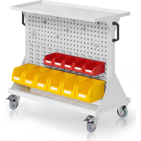 Kappes RasterMobil® Größe 2 - 1000x930x500mm - 2x Lochplatte 2x Schlitzplatte - Auflageboden aus Stahlblech - lichtgrau