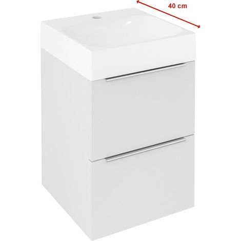 Sapho Emona - Meuble pour lavabo, 40x40x55 cm, 2 tiroirs, blanc brillant EM040-3030 (1/5)