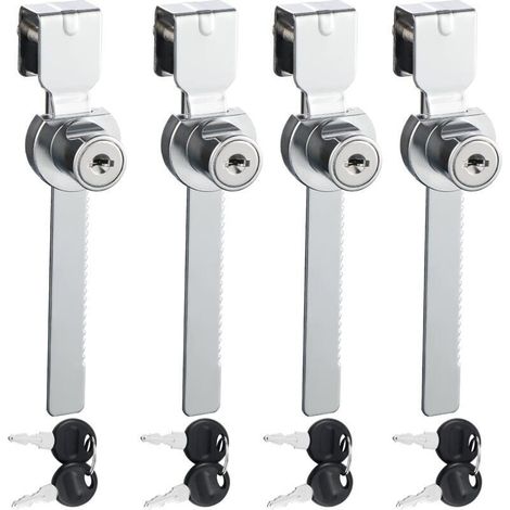Serratura per porta scorrevole in vetro – Set di 4 modelli cromati con chiavi identiche, adatti per cassetti, vetrine e armadi.