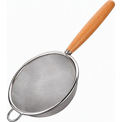 Passoire fine en acier inoxydable à manche en hêtre, grande, 10 cm (1/5)