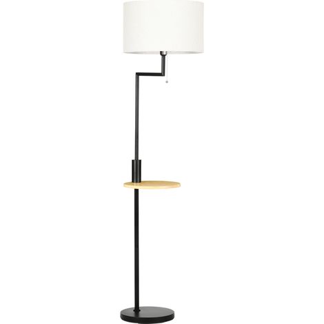 Lampada da terra con ripiano, USB, acciaio, bianco crema, Ø40 x 168 cm, 40 W, senza lampadina (1/4)