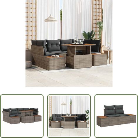 Garten Essgruppe - Garten Essgruppe mit Kissen 9 pcs Grau und Braun (1/5)