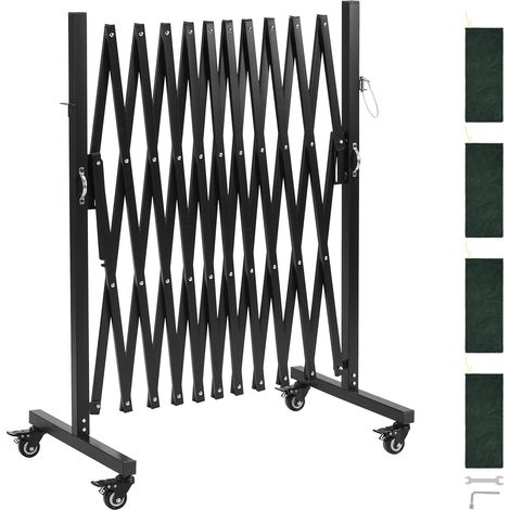 Barrière de Sécurité Extensible 3,37 m Barrière Accordéon Mobile Clôture Pliable pour Terrasse, Jardin, Escaliers, Intérieur, Métal, Portable, avec Roulettes Verrouillables, Peu Encombrant, Noir (1/5)