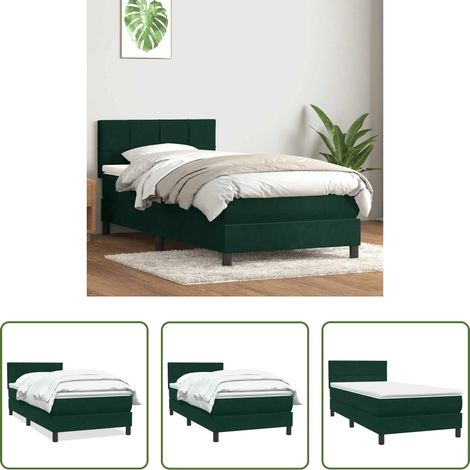 Matratze - Boxspringbett mit Matratze Dunkelgrün 80x220 cm Samt (1/5)