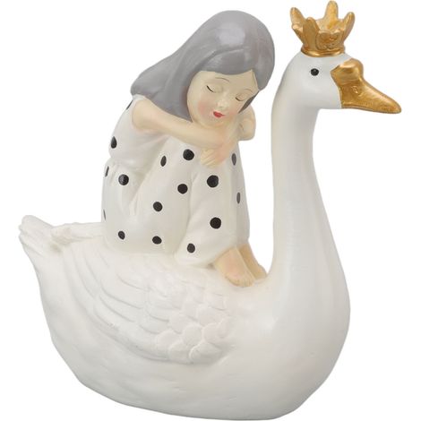 Ornement en résine représentant une jeune fille cygne - Décoration exquise et mignonne pour bureau, chambre ou salon