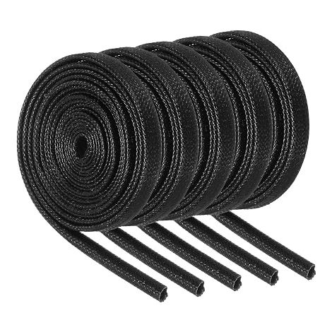 QUARKZMAN Manchons Coupe-Feu pour Tresse d'Isolation de Fil, Gaine en Fibre de Verre Enduite de Silicone Haute Température pour Le Câblage Électrique des Conduites Automobiles Noir 1,5mm