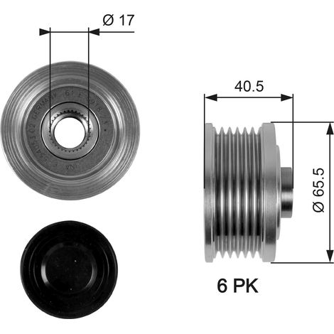 Poulie roue libre, alternateur Gates OAP7032 ALFA ROMEO 1204413 3117179J00