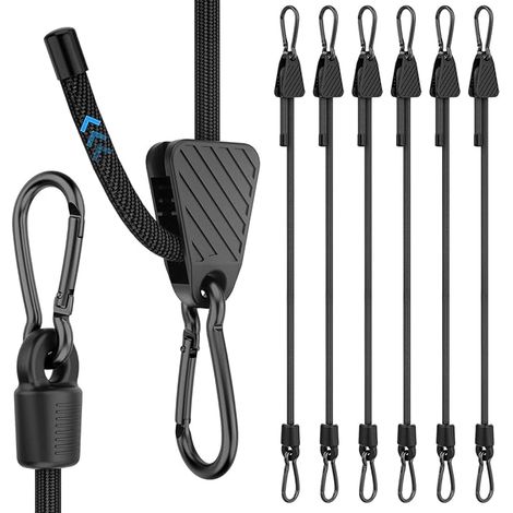 Elastic Bungee Cords with Carabiner, 45 cm, Black (1/5)