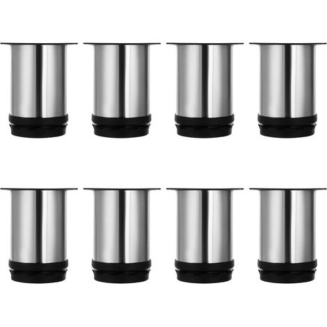 8 patas para muebles, altura 80 mm, acero inoxidable cepillado, ajustables de 0 a 10 mm, para mesa, sofá y armario. (1/5)