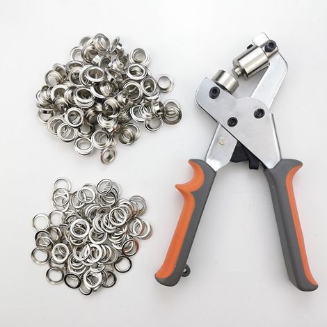 Pinces à oeillets, kit professionnel de perçage à oeillets, 100 pièces (diamètre intérieur 10.5 mm) pinces de montage à oeillets métalliques pour bâche de rideau en cuir tissu PVC cisea (1/4)
