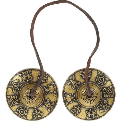 Jouets musicaux, cloche de méditation bouddhiste, cymbales Manjeera, cymbales chinoises, cymbales de danse du ventre-6.5X1.5CM-Golden (1/4)