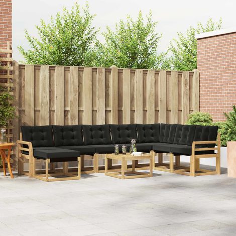vidaXL Outdoor-Sofagarnitur 9 Stk. Weiß und Schwarz (1/5)