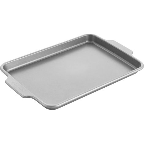 Plaque À Pâtisserie 33 x 22,5 cm, Acier Aluminisé 0,8 mm, Revêtement Antiadhésif Sans PFAS, Four 230 °C, Lave-Vaisselle, Gris (1/4)