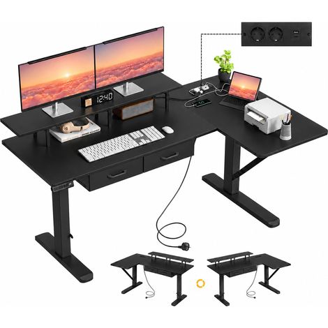 Bureau d'angle électrique réglable en Hauteur en Forme de L (1/5)