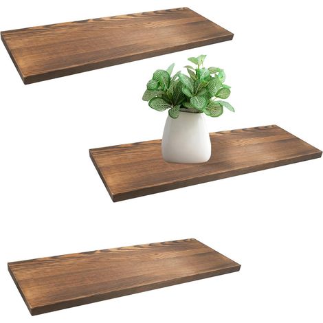 Lot de 3 Étagères Murales Flottantes en Bois 43x15x1,5 cm Panneaux de copeaux de Bois Etagères Murales de Rangemente pour Étagère Artisanat de Bricolage Décorations pour la Maison (1/4)
