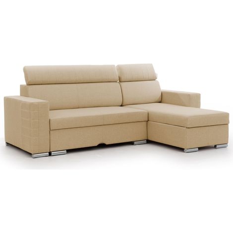 Ecksofa Schlafsofa Sofa CANTON in Stoff Liverpool Beige Ottomane Rechts (1/5)